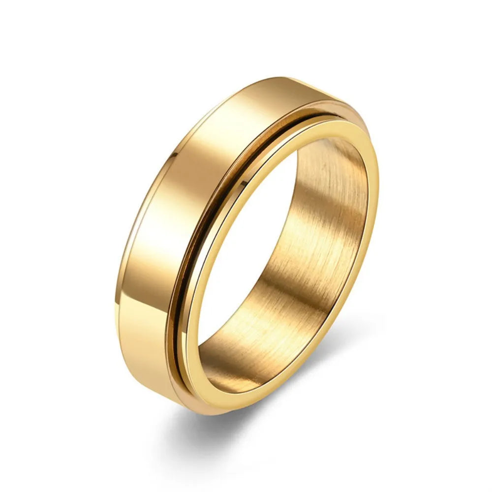 Anxiety Fidget Spinner Stainless Steel Black Rings Simple Titanium Steel Ring for Men Women High Quality Anti Stress Jewelry