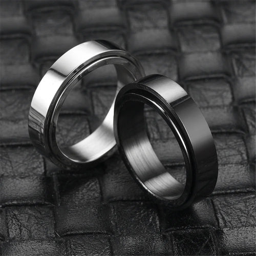Anxiety Fidget Spinner Stainless Steel Black Rings Simple Titanium Steel Ring for Men Women High Quality Anti Stress Jewelry